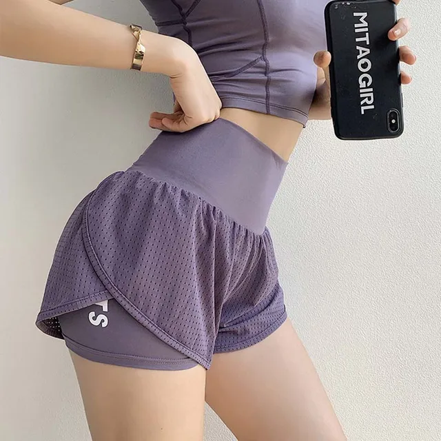 Women Mesh  Yoga Shorts Summer High Waist Running Shorts  Quick Dry Gym Loose Wide Leg Fitness Shorts Gym clothing 1