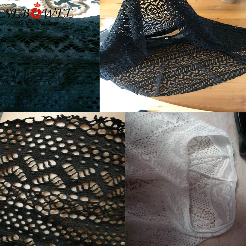 SEBOWEL Sexy Black Crochet Lace Skirted Bikini Summer Bottom One Piece Hollow Out Swimwear Skirt Women Swimsuit Swim Boyshorts