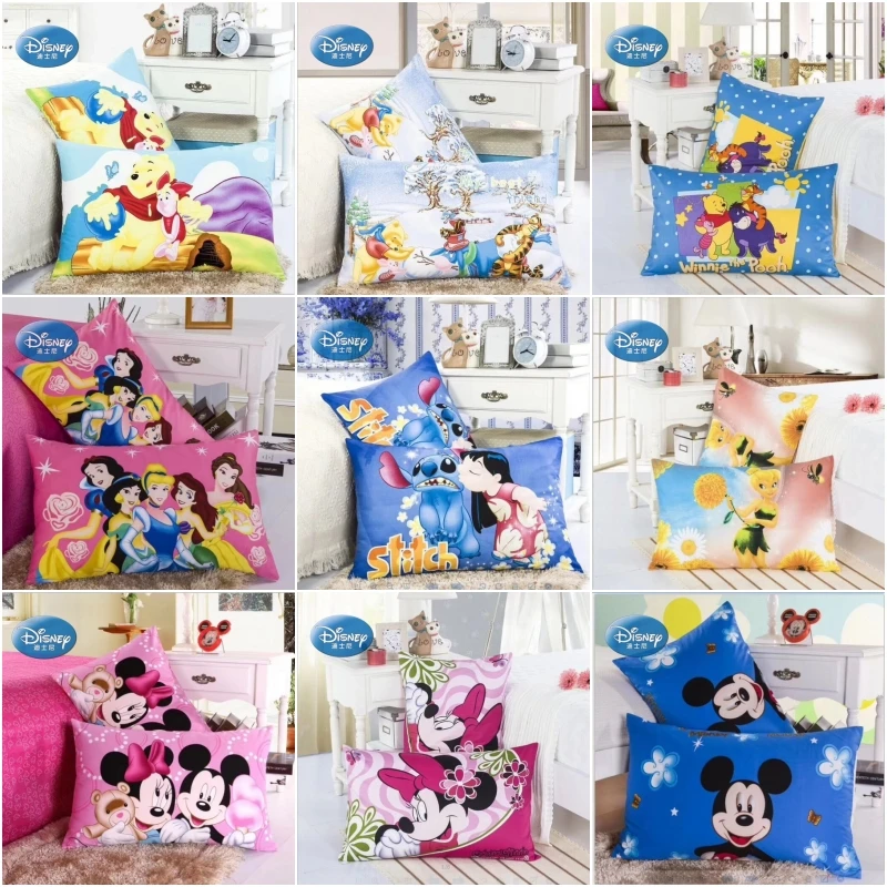 Taies d'oreiller en coton Disney | 100%, 2 pièces, dessin animé Winnie sirène, point de princesse, housse d'oreiller pour Couple décorative, oreiller scase 48x 74cm
