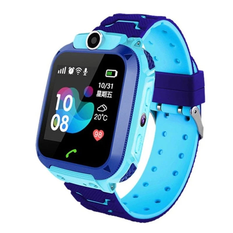 Q12 Детские Смарт-часы с защитой от потери, для детей, SOS, водонепроницаемые, умные часы для малышей, 2G, с sim-картой, часы с отслеживанием местоположения - Color: Blue