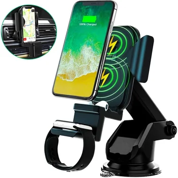 

Tongdaytech 3 in 1 10W Car Qi Wireless Charger Holder For Iphone 8 Plus XR XS 11 Pro MAX Fast Charger For Apple Watch 5 4 3 2 1