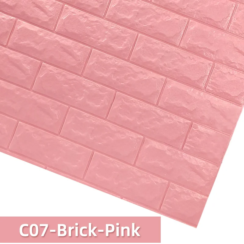 Kaguyahime DIY Wall Stickers Self-Adhesive Decor Wallpaper For Kids Room Kitchen Bedroom Waterproof Sticker 3D Wallpaper Brick - Цвет: C07-Brick-Pink