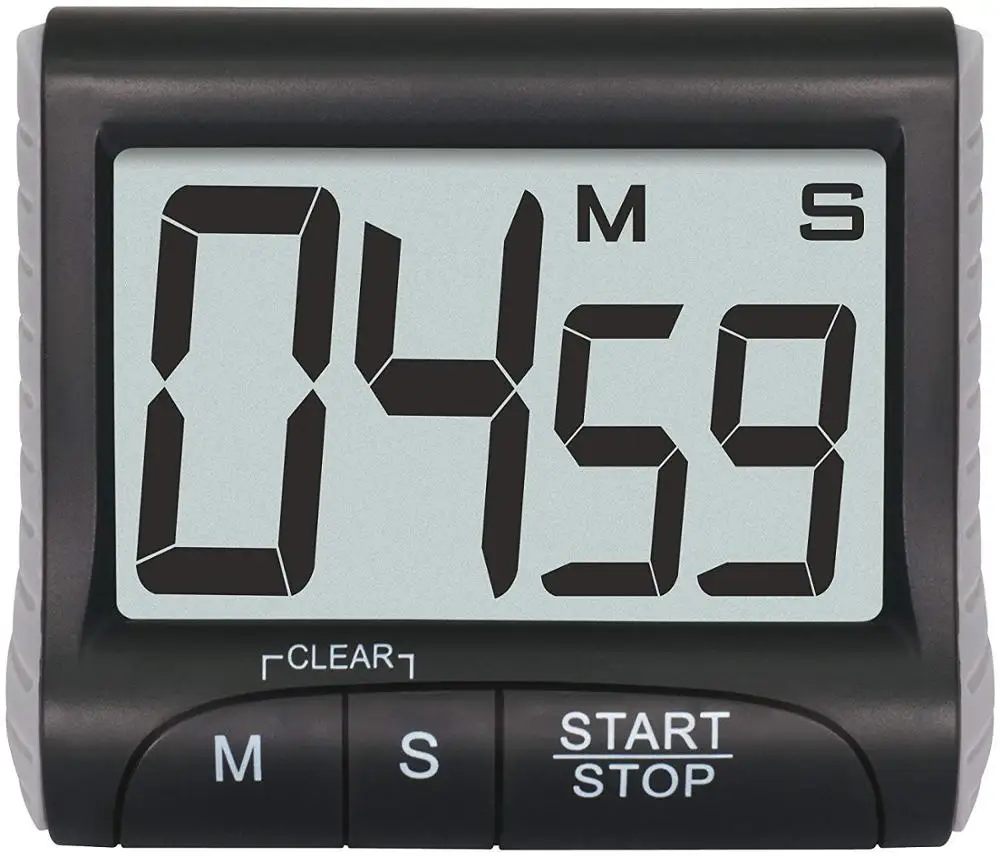 

Ultra large 3" display with easy-to-read bold clear digits kitchen timer