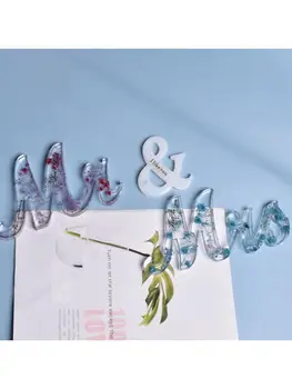 

Crystal Epoxy Resin Mold DIY MR&MRS Words Hanging Pendant Listed Silicone Mould 83XF