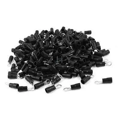 

500 x RV3.5-4 Ring Tongue Type Pre Insulated Terminals Black for AWG 14-12