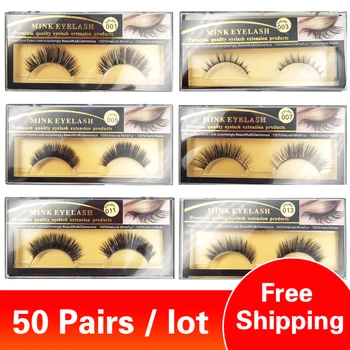 

50 Pairs 3d Mink Lashes Wholesale Bulk Natural Eyelashes Handmade 8 Styles Lash Vendors Makeup False Eyelashes Free Shipping
