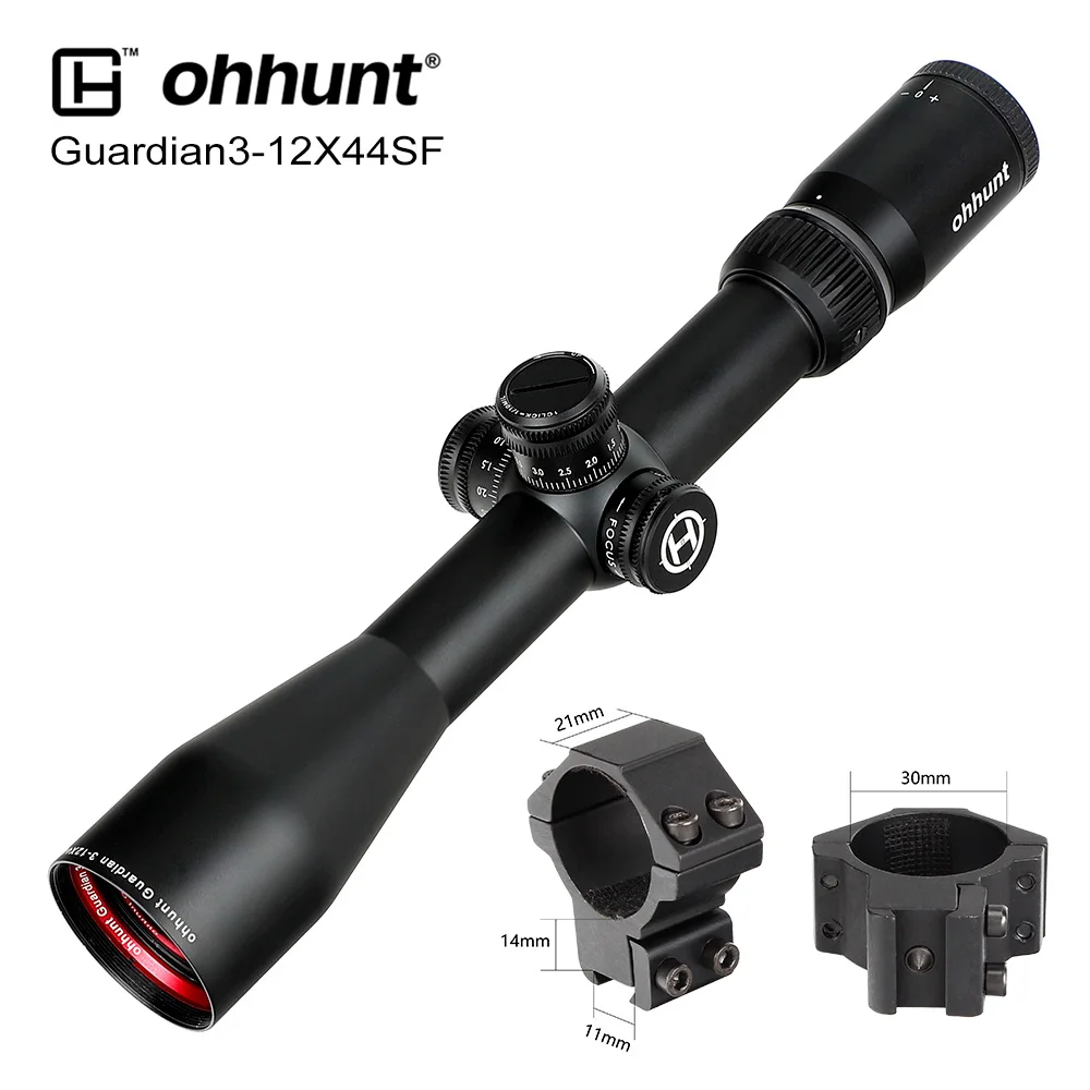 Ohhunt Guardian 3-12X44 SF охотничий прицел 1/2 полумиллиметровая точка сетка боковая параллакса башенки замок сброс тактические оптические прицелы - Цвет: Med Dovetail Rings
