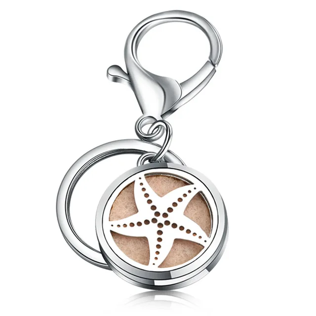 Fashion Round Little Love KeyChain Jewelry Stainless Steel Essential Oil Diffuser Perfume Aromatherapy Locket Key Chain Jewelry 1PCS