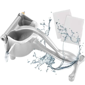 

Manual Fruit Juicer Hand Press Kitchen Grade Aluminum Alloy with Teflon Coating - Silver,2 Reusable Filter Bags Included