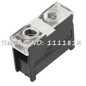 

Black 2 Terminal Block Connector 600V 60A w Clear Cover