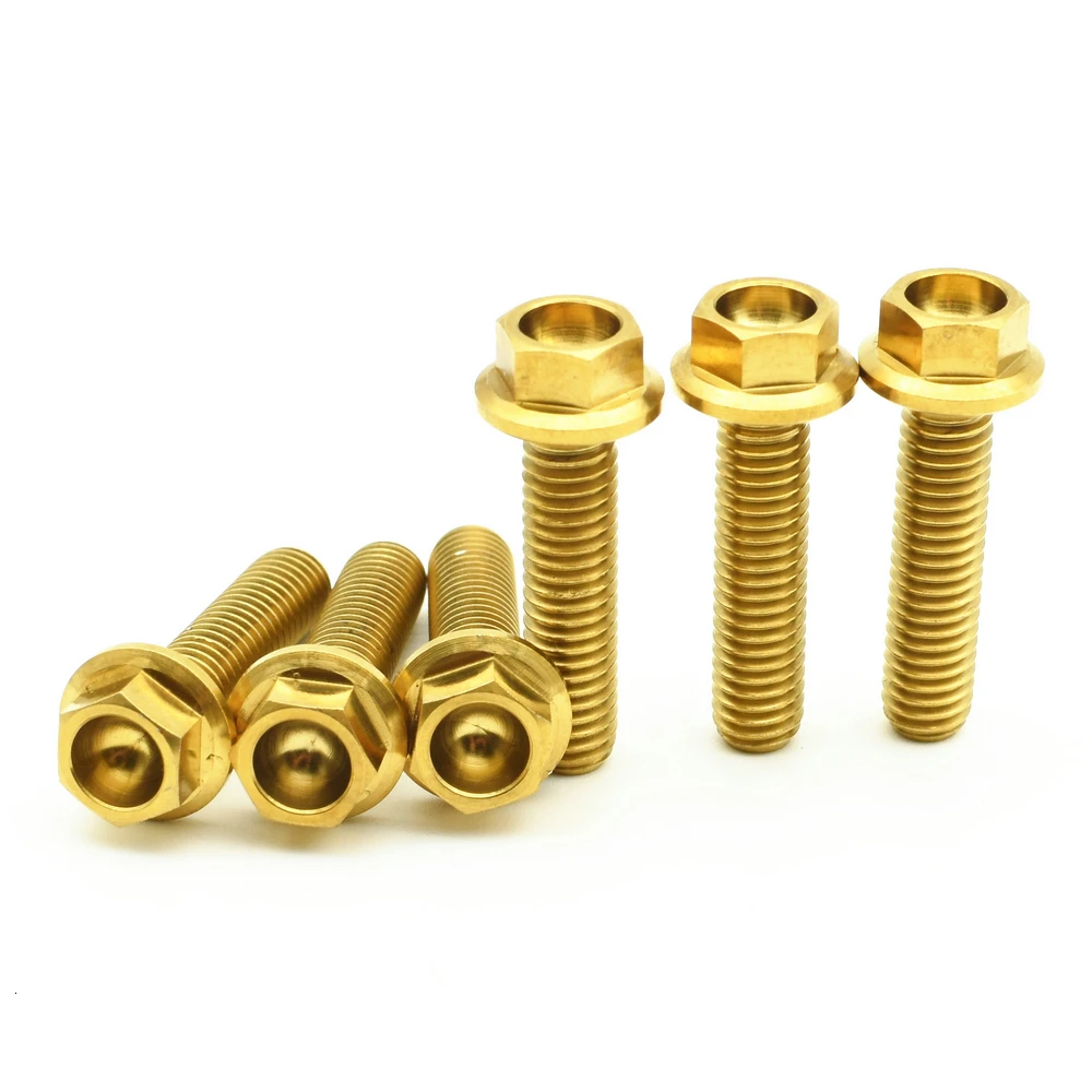 Titanium Bolts M6X25mm Flange Hollow Head Gold color   (11)