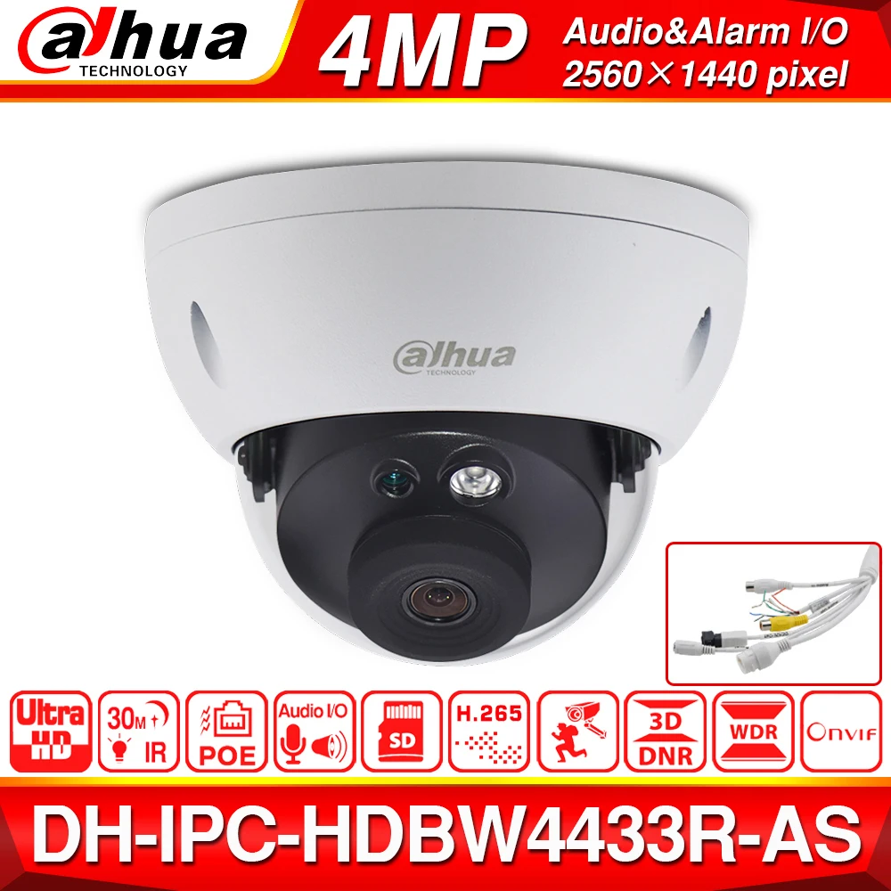 Dahua 4MP 8+ 4 безопасности CCTV камера комплект с NVR4108-8P-4KS2 IP камера IPC-HDBW4433R-AS аудио I/O P2P системы видеонаблюдения