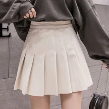 Корейская элегантная плиссированная юбка с эластичной талией для колледжа, шерстяная Зимняя юбка с высокой талией, мини-юбка kawaii