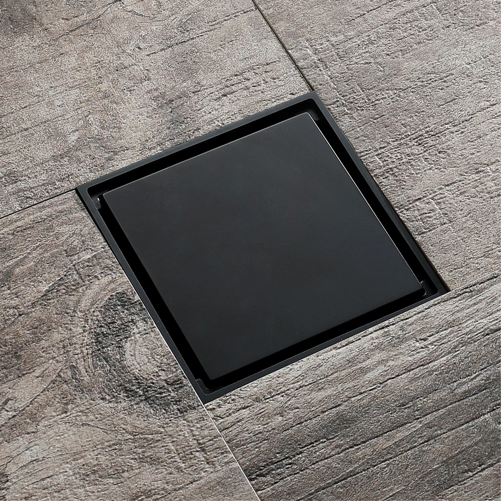Black 004-3 HIDEEP 10x10 см Анти запах трап шампанское золото латунь туалет ванная комната плитка вставка Душ Стоки волос фильтр - Цвет: Black 004-3