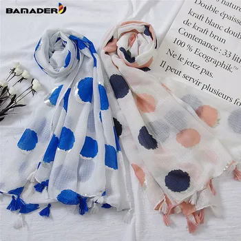 

BAMADER 2019 New Women Soft Cotton Scarf Tassel High Quality Dot Long Scarf Fashion Spring And Autumn Thin Elegant Ladies Shawl