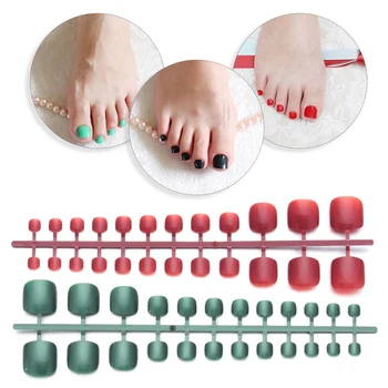 

24pc Pure Colour Acrylic Fake Toe Nails Square Press On Nails For Girls Articficial Candy Macaron Color False Toenails For Girls