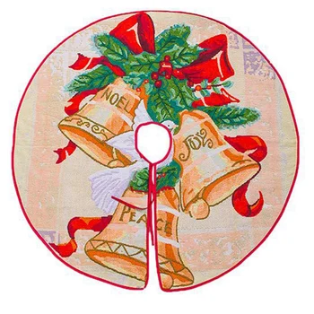 

100cm Cotton Christmas Tree Skirt Elk Bell Santa Claus Printed Tree Skirt New Year Christmas Decorations for Home