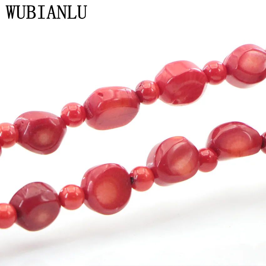 Natural Stone Red Coral Irregular Shape Isolation Round Beads Pendant Necklace Bracelet Earrings Jewelry Set Women Charms Gift - Image 5