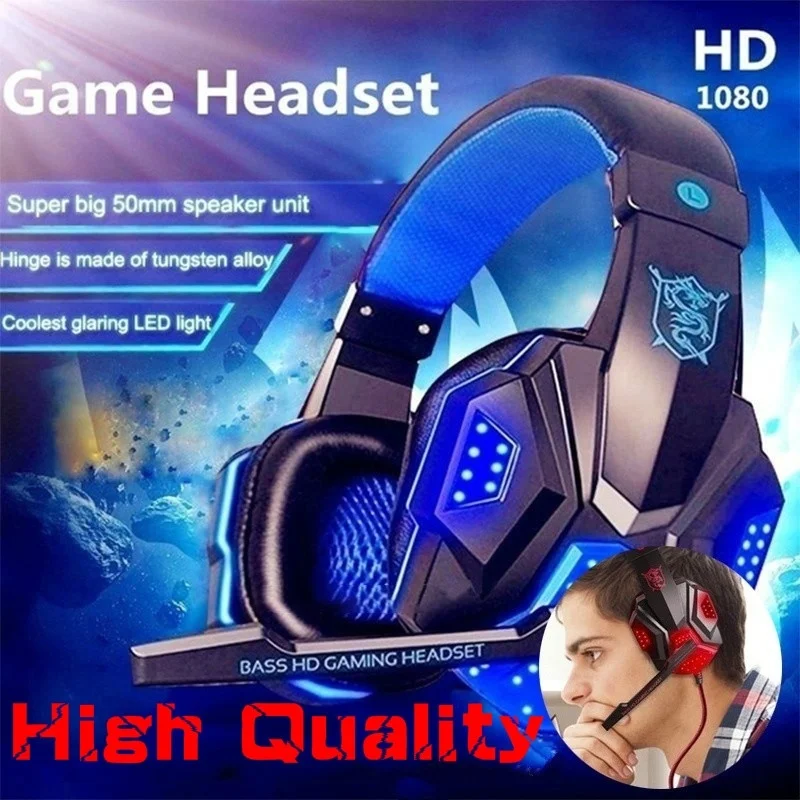 Surround Stereo Gaming Headset Headband Headphone Wired USB 3.5mm LED with Mic for PC PS4 Xbox One Laptops Tablet Smartphones