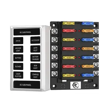

New 12-way Fuse Box Set With LED Indicator Light Double Fuses And Transparent Dust Cover Fuse Holder For 12-32V Cars Ships