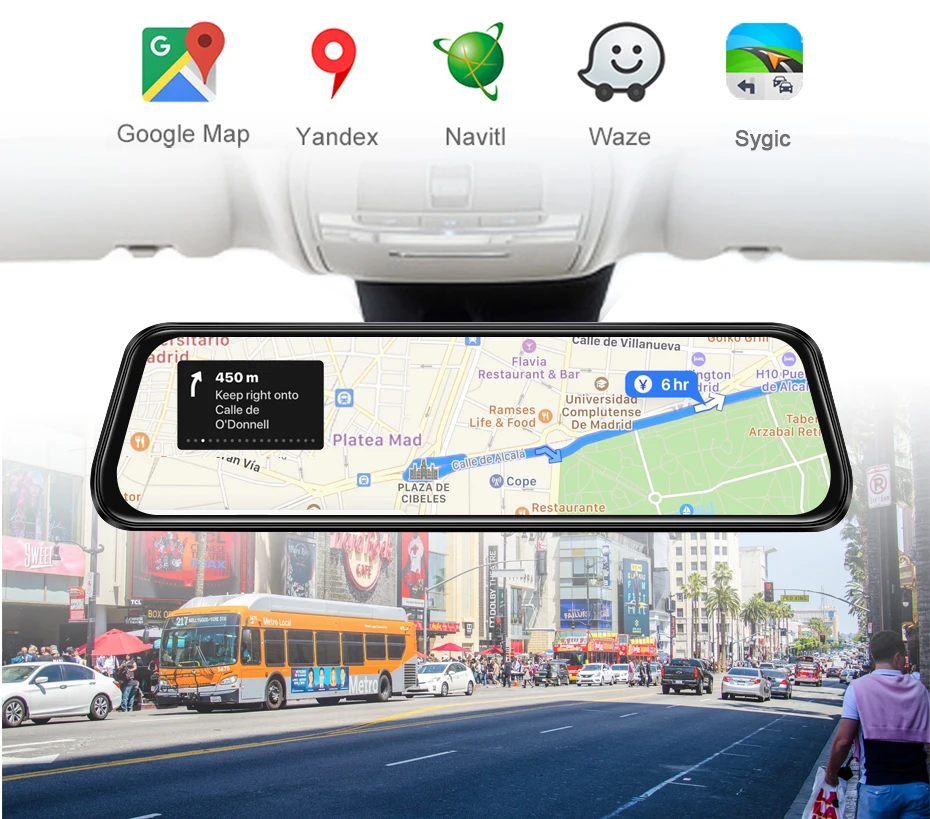 Автомобильный видеорегистратор OBDPEAK A980 ADAS 4G Android 8 1 зеркало заднего вида Wi Fi FM