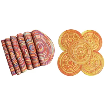 

NEW-12x Braided Colorful Round Place Mats for Kitchen Dining Table Runner Heat Insulation Non-Slip Washable Fall Placemats