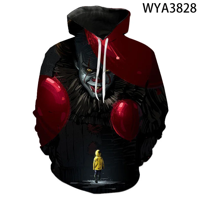 En venta : El capítulo dos Sudaderas con capucha de impresión 3D hombres, mujeres y niños payaso Thriller terroristas película de Horror Joker jersey Cool sudaderas J9jAV5GMD