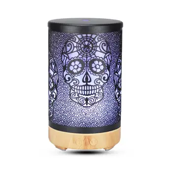 

100ML Hollow Air Humidifier Cooling Mist Maker Skull Pattern Ultrasonic Aroma Essential Oil Diffuser Colorful Led Light For Home