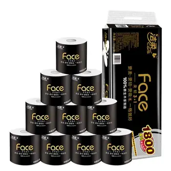 

10 Rolls Toilet Paper Towel Bath Bathroom Tissue Napkin Paper Soft Cleaning Tissue Moisturizing White 4Ply Wood Pulp Roll Paper