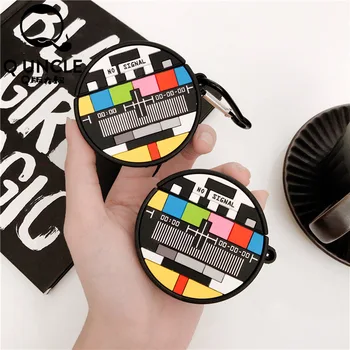 

Q UNCLE Fun Cases Wireless Bluetooth Earphone Case for AirPods 2/1 Television Channel Surprise Box Soft Silicone Headset Cover