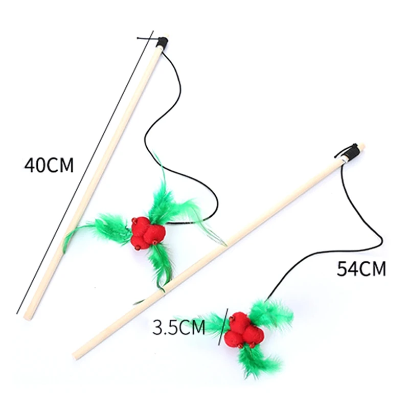 Pet Chew Toy Cat Teaser Mouse Feather Ball Bell Cat Play Toy Interactive Retractable Bell Cat Teaser Kitten Wand Pet Play Toy