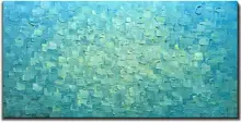 

Abstract Hand Painted Lattice Texture Artwork Gradient Blue Oil Paintings Canvas Wall Art Living Room Kitchen Decor Frameless