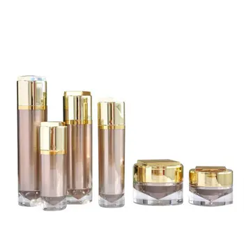 

80 100ml pcs/lot Luxury Acrylic Suit Golden Lotion Pump Bottle Makeup Accessory High Quality Empty Acrylic Packaging Container