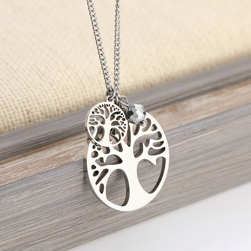 Ожерелье из нержавеющей стали с подвеской в виде Древа Жизни длинное ожерелье