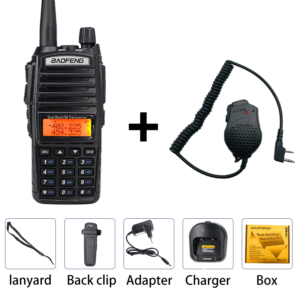 Baofeng UV-82 8 Вт двухстороннее радио с наушниками 136-174/400-520 МГц FM CB Ham Walkie Talkie для взрослых Открытый трансивер - Цвет: box with mic