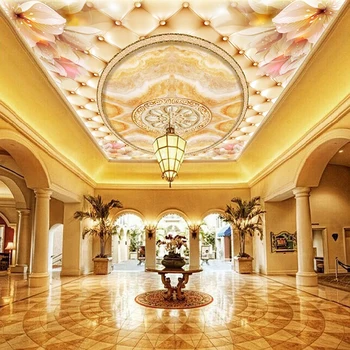 

Custom Mural Wallpaper 3D Stereo European Style Flower Marble Ceiling Fresco Living Room Hotel Luxury Decor Papel De Parede 3 D