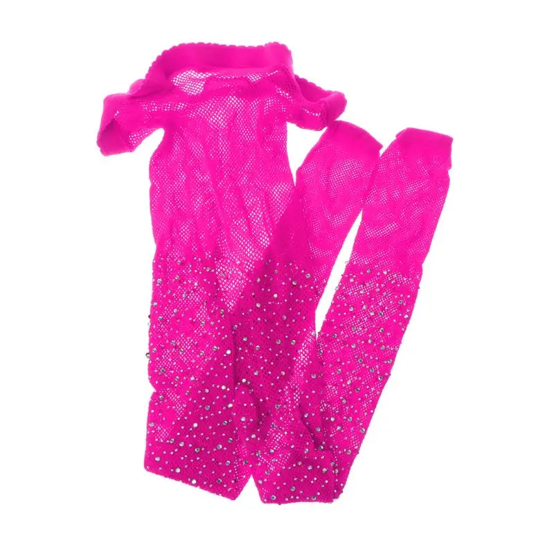 Модные сетчатые чулки в сеточку для девочек детские колготки для девочек красивые чулки с молниями для девочек от 7 до 12 лет - Цвет: Hot Pink
