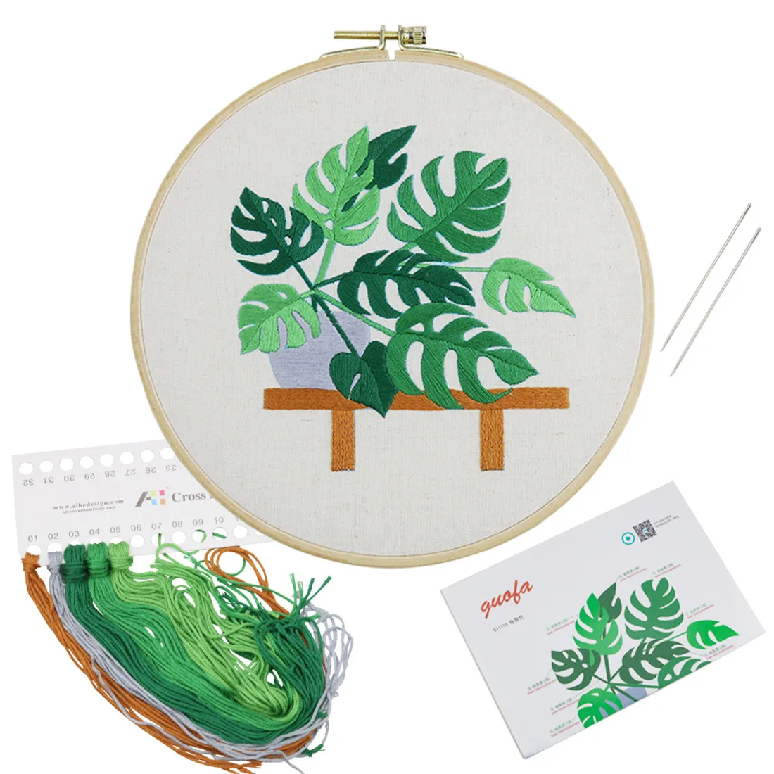 

Haofa 20cm DIY Embroidery Plant Handwork Needlework for Beginner Cross Stitch Kit Quilting Embroidery Hoop Home Decoration