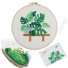 Haofa 20cm DIY Embroidery Plant Handwork Needlework for Beginner Cross Stitch Kit Quilting Embroidery Hoop Home Decoration