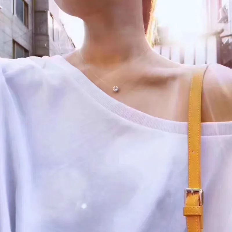 Almost Invisible Exquisite Pendant Charming Necklaces Lasting Shining Invisible Chain Dazzling Moissanite Charming Good-looking