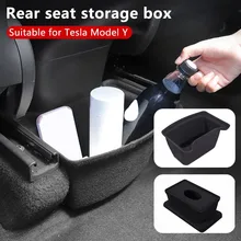 

For Tesla Model 3 Y 2021 Under Central Control Storage Box Flocking Style Organizer Garbage Case Drawer Holder Car Accessories