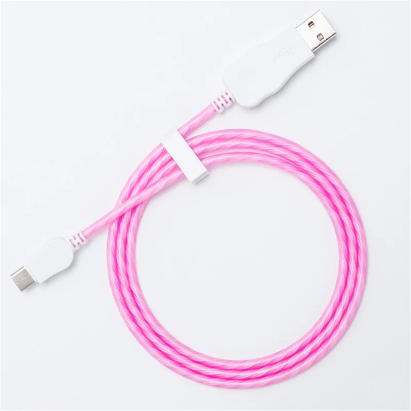 Стример usb type C светодиодный кабель для быстрой зарядки USB кабель для huawei mate 9 10 20 30 20X Pro P30 P20 Lite Pro - Цвет: Pink