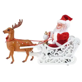 

Santa Claus Doll Elk Sled Toy Universal Electric Car With Music Children Kids Christmas Electric Toy Doll Home Xmas Decor Gifts