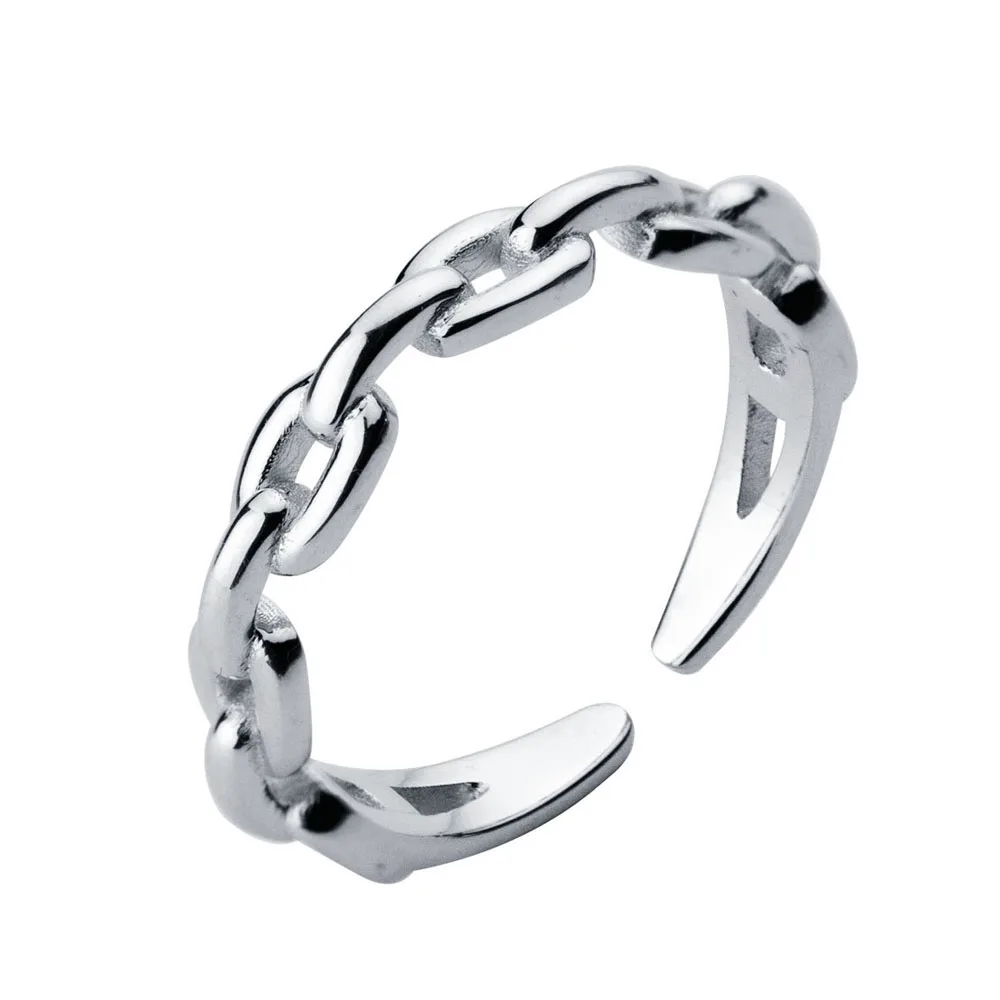 Elegant Finger Rings For Women Simple Smooth Open Link Chain Ring Party Causal Vintage Jewelry Fashion Accessories | Украшения и