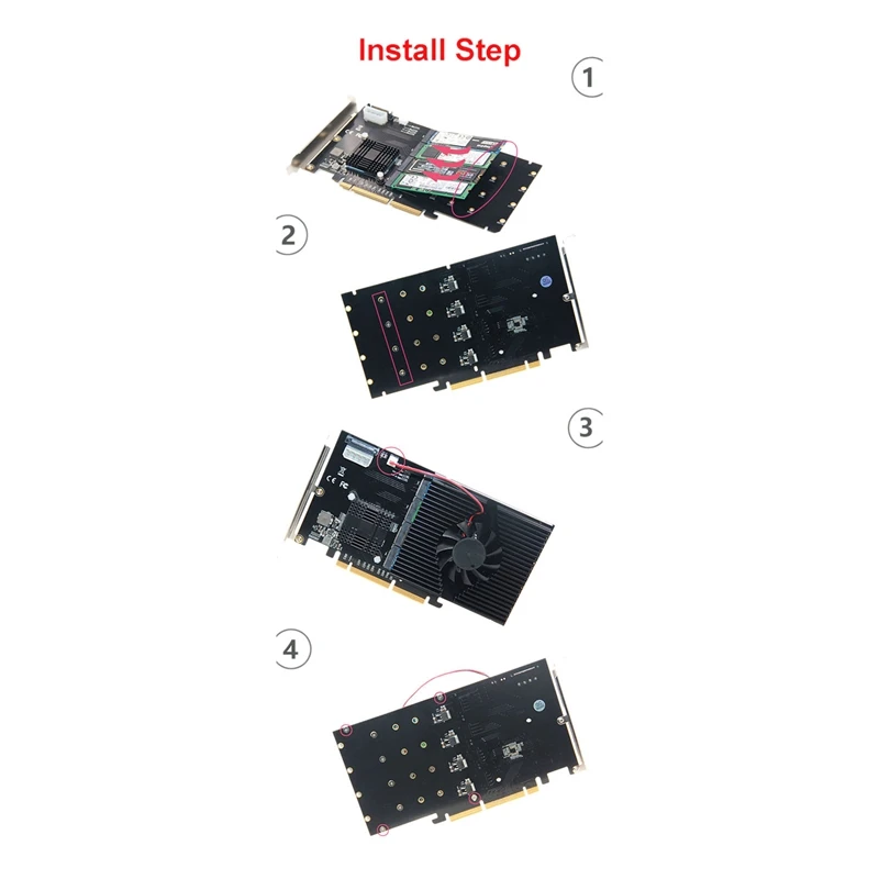 Адаптер M.2 Raid контроллер/Ssd/карта Pci-E/Pcie M.2 Ssd радиатор охлаждения Pcie X16 для M.2 2280 Nvme Ssd+ вентилятор