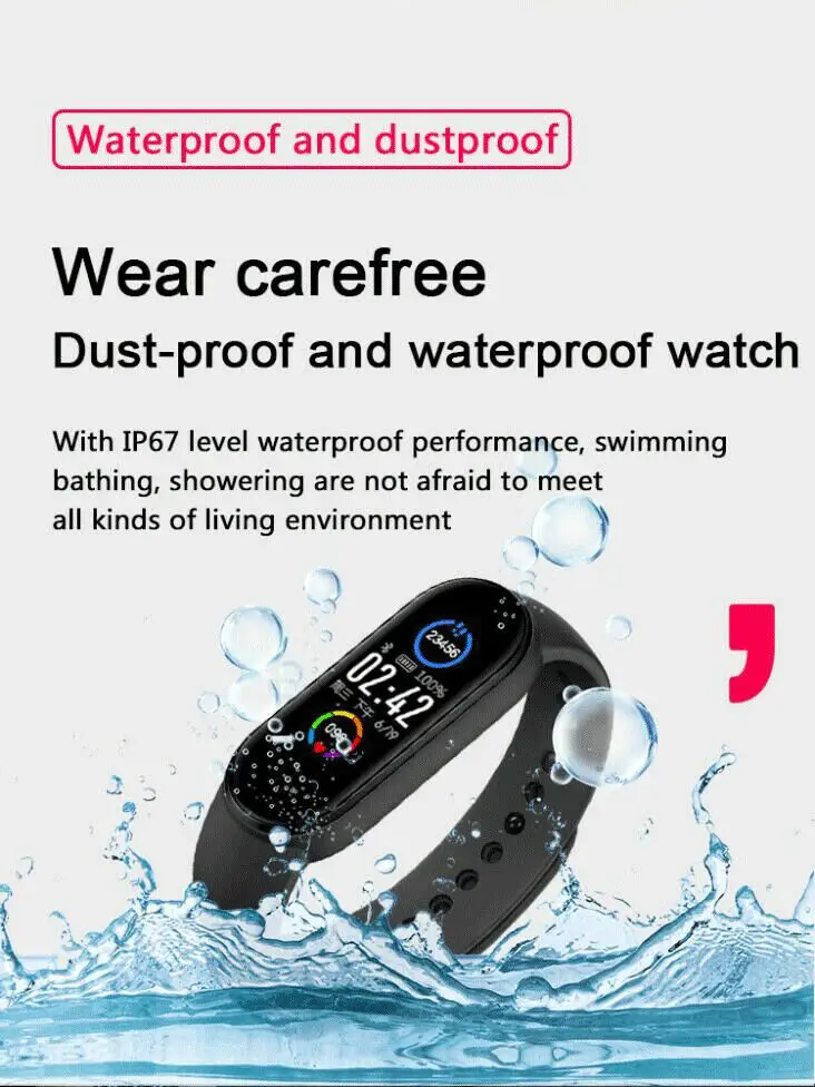 Smart Wristband IP67 Waterproof Sport Smart Watch Men Woman Blood Pressure Heart Rate Monitor Fitness Bracelet For Android IOS