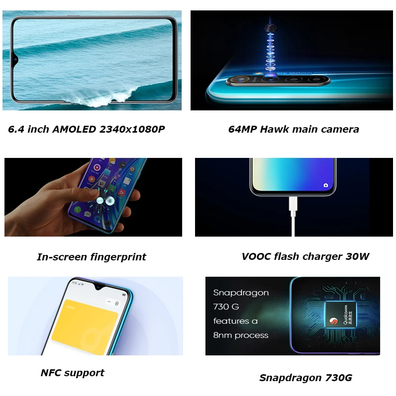  realme X2 X 2 Moblie Phone Snapdragon 730G 64MP Camera 6.4'' Full Screen NFC OPPO Cellphone VOOC 30 - 4000237257517