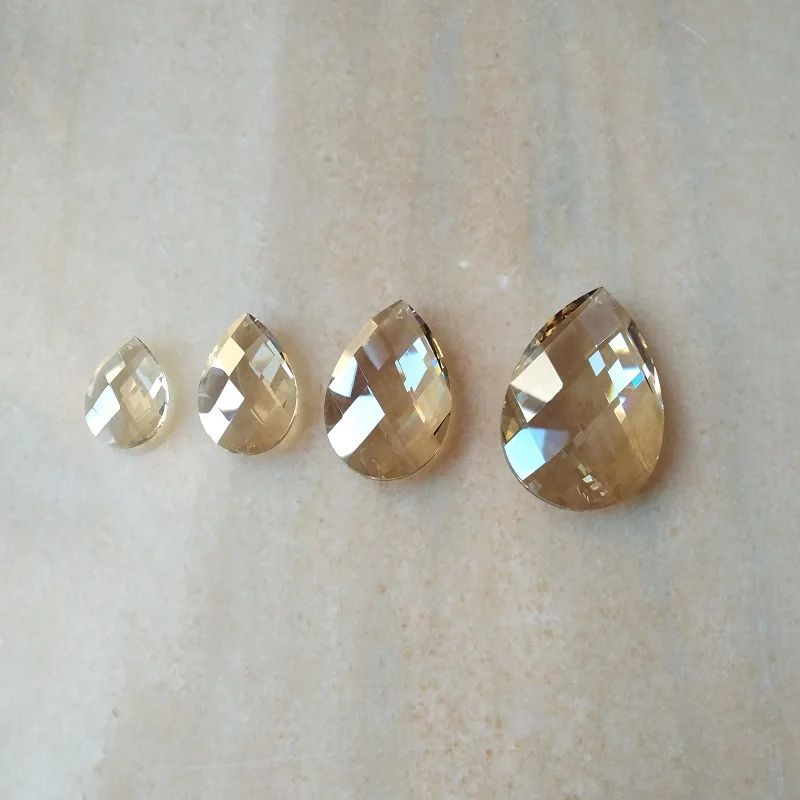 50pcs Amber Chandelier Glass Crystals Lamp Prisms Parts Hang Drops Pendants 38mm 
