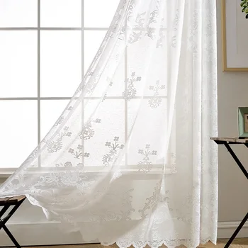 

Modern Simple European Style Solid Color Jacquard Curtains Fashion Voile Modern Tulle Curtains for Living Room Dining Bedroom