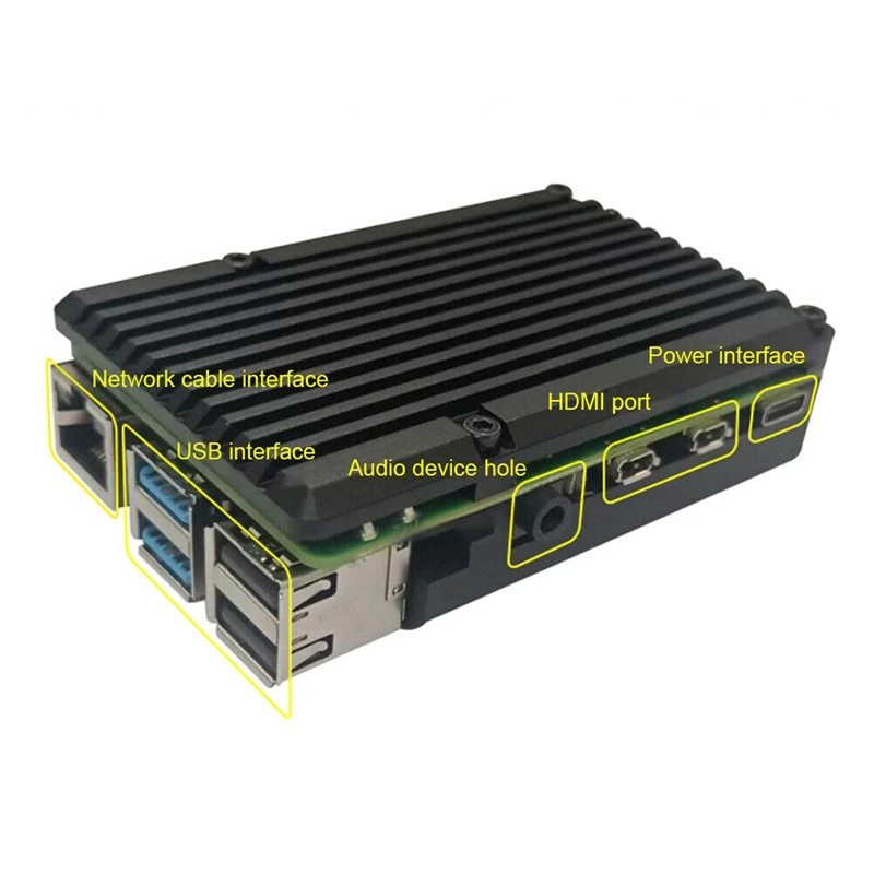 for Raspberry Pi 4B Latest CNC Aluminum Alloy Case Enclosure with Cooling Fan CA